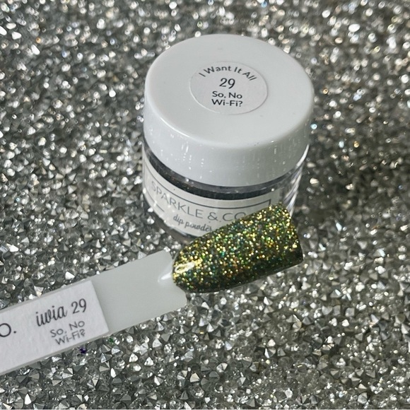 Sparkle & Co Green Holographic Glitter Nail Dip Powder IWIA 29 So No Wifi - Picture 5 of 9